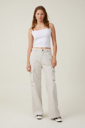 Cotton On Cargo Wide Leg Jean Women's Pants Grey Brown | u5HRDAXfCvL