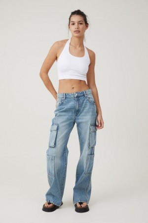 Cotton On Cargo Wide Leg Jean Women's Pants Blue | XVfc2R3hjwy