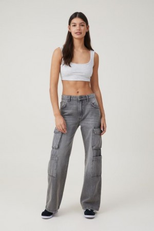 Cotton On Cargo Wide Leg Jean Women's Pants Grey | coAHfpPLVjG