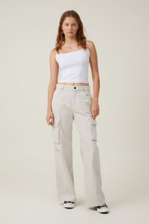 Cotton On Cargo Wide Leg Women's Jeans Grey Brown | BoFVBMLC8NU