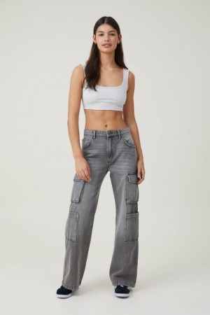 Cotton On Cargo Wide Leg Women's Jeans Grey | HKHT7uZ3JYp