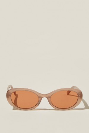 Cotton On Carter Oval Women's Sunglasses Brown | Lnh50MRTFK8