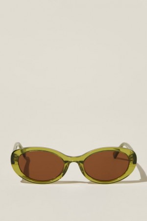 Cotton On Carter Oval Women's Sunglasses Green | JbPDt3IMkMw