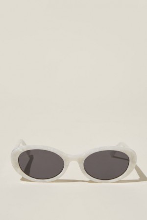 Cotton On Carter Oval Women's Sunglasses Pearl | IsAxwFM3qJ5