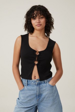 Cotton On Cassie Ring Front Women's Tanks Black | 5uP0GRWrSTC