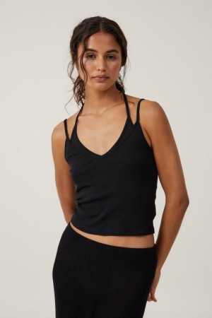 Cotton On Chloe Multi Strap Women's Cami Black | aj1X5vQ5Urr