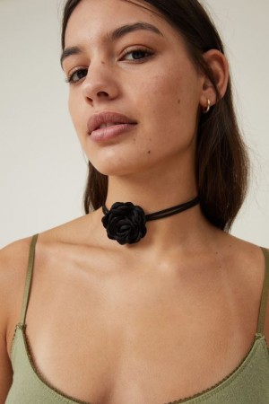 Cotton On Choker Necklace Women's Jewellery Silver Black Rose | Et3S8D91nWp