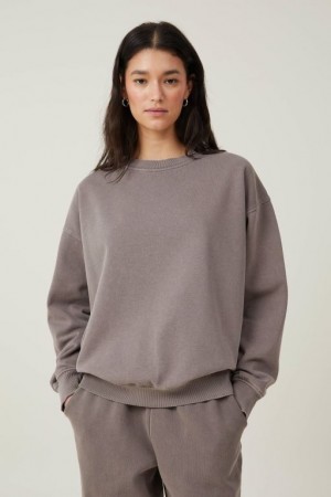Cotton On Classic Washed Crew Sweatshirt Women's Hoodie Beige | 9KkBolhNsoa