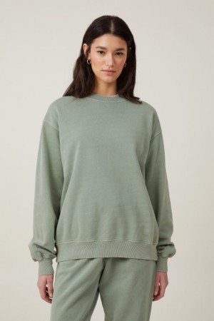 Cotton On Classic Washed Crew Sweatshirt Women's Track Pants Olive | 0L6qKOhAVbO