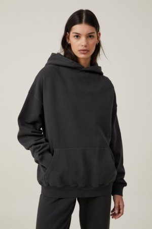 Cotton On Classic Washed Women's Hoodie Black | uBL9FzNcohX