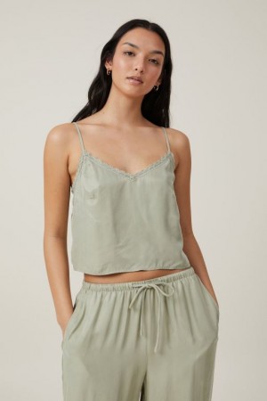 Cotton On Cleo Cupro Women's Cami Khaki | H3QOjdR13zb