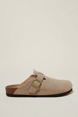 Cotton On Closed Toe Buckle Slide Men's Sandals Grey Brown | tsER0iJglHg