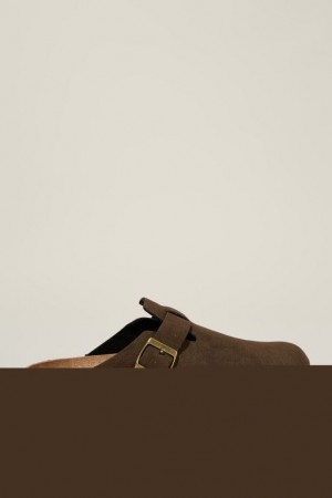 Cotton On Closed Toe Buckle Slide Men's Sandals Brown | QK3meaIydRd