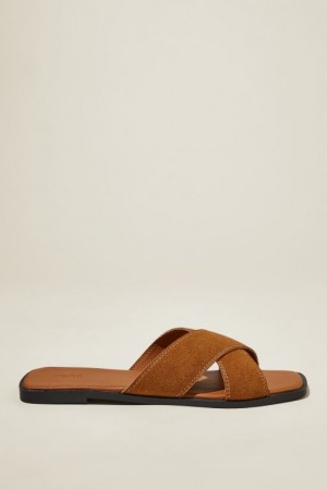 Cotton On Cloverly Crossover Slide Women's Sandals Brown | MRnPYJw6P75