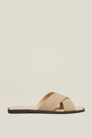 Cotton On Cloverly Crossover Slide Women's Sandals Light Brown | yCL6LCKhmIM