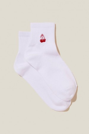 Cotton On Club House Quarter Crew Women's Socks White | 8tQrqrD3dyw