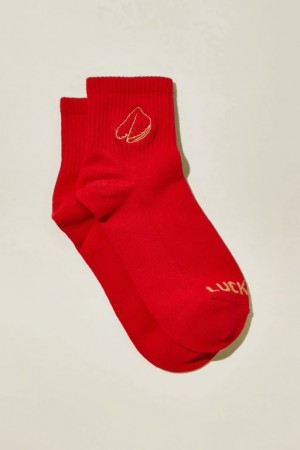 Cotton On Club House Quarter Crew Women's Socks Red | f9LvHDTVfSb