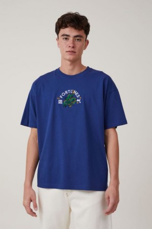 Cotton On Cny Vintage Oversized Men's Graphic T-Shirts Blue | T9KYpXNVvMQ