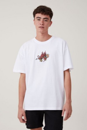 Cotton On Cny Vintage Oversized Men's Graphic T-Shirts White | 0QUiqWwiS6l