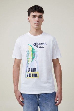 Cotton On Corona Premium Loose Fit Men's Graphic T-Shirts White | ZBLQ4CLk4Pv