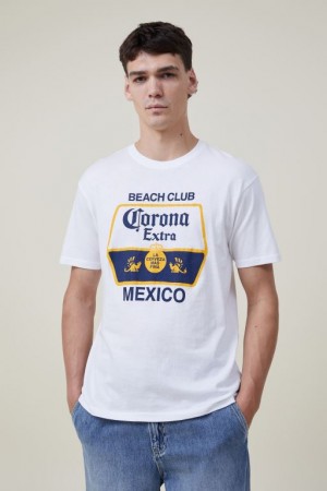 Cotton On Corona Premium Loose Fit Men's Graphic T-Shirts White | MXVM6oXQRO7