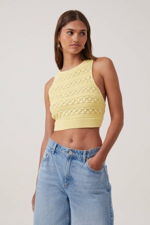 Cotton On Criss Cross Back Tank Women's Knitwear Buttercup | bhbXcfdFJZr