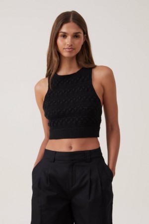 Cotton On Criss Cross Back Tank Women's Knitwear Black | 7buryeshYih
