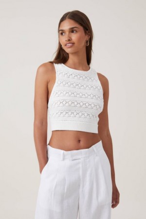 Cotton On Criss Cross Back Tank Women's Knitwear White | kGeoSLpWt69