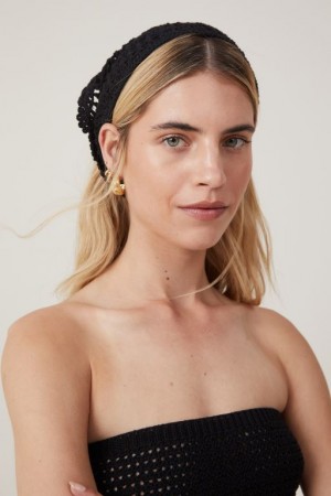 Cotton On Crochet Bandana Women's Hair Accessories Black | MSksl3BJZU8