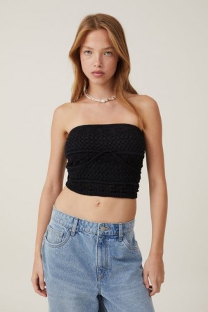Cotton On Crochet Bandeau Women's Knitwear Black | 6YDULX68bm0