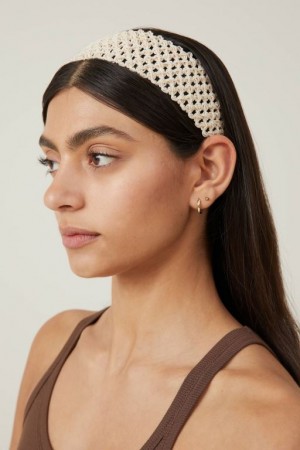Cotton On Crochet Headband Women's Hair Accessories Ecru | 54RrDJ8YwNv