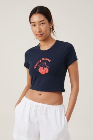 Cotton On Crop Fit Graphic Women's Graphic T-Shirts Pink / Navy | i6eVpaFJzqi