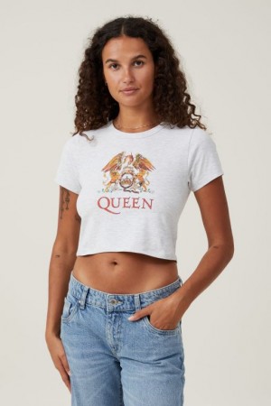 Cotton On Crop Fit Lcn Graphic Women's Graphic T-Shirts Light Grey | ntmEnZFEWCh