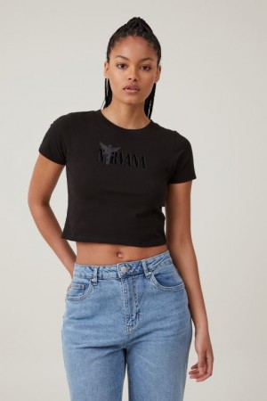 Cotton On Crop Fit Lcn Graphic Women's Graphic T-Shirts Black | nTwxNf1k0kh