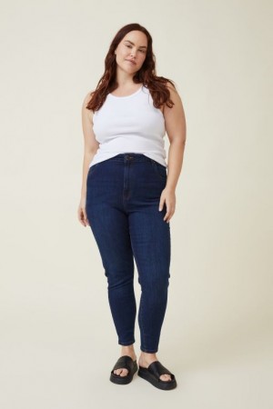 Cotton On Curve Adriana High Crop Skinny Women's Jeans Deep Blue | MY0dK0rbR6T