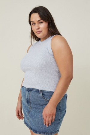 Cotton On Curve The 91 Women's Tanks Grey | OWKRoDQIItM