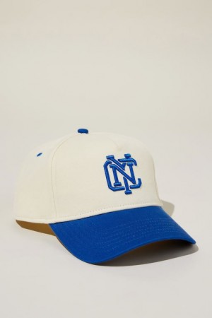 Cotton On Curved Peak Snapback Men's Caps White / Deep Blue | KO5gjEV8QpQ