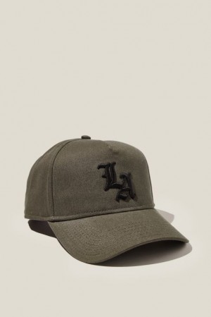 Cotton On Curved Peak Snapback Men's Caps Khaki / Black | ccRERBTI90P