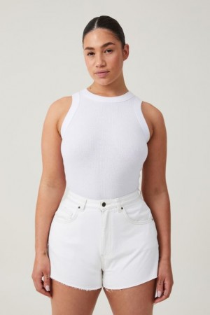 Cotton On Curvy High Mom Denim Women's Shorts Whitehaven | Qv3RxGNZEQl