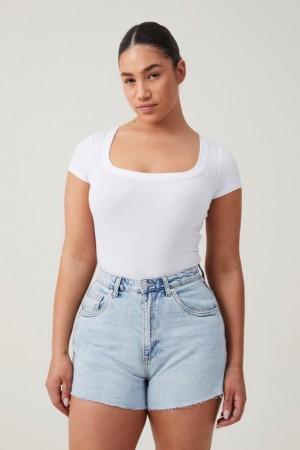 Cotton On Curvy High Mom Denim Women's Shorts Blue | PYwuEDC1yE1