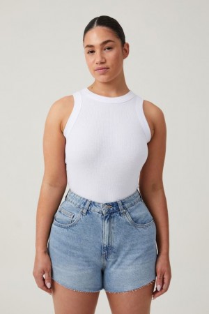 Cotton On Curvy High Mom Denim Women's Shorts Blue | mqp47KudlYL