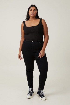 Cotton On Curvy High Stretch Skinny Jean Women's Pants Black | pIRbGrReQuN