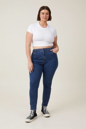 Cotton On Curvy High Stretch Skinny Jean Women's Pants Blue | GMGdauOpmhM