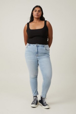 Cotton On Curvy High Stretch Skinny Jean Women's Pants Blue | oihSDsBFBY0