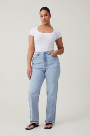 Cotton On Curvy Stretch Straight Jean Women's Pants Blue | ZlHAilYx4E5