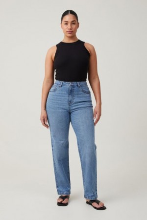 Cotton On Curvy Stretch Straight Jean Women's Pants Blue | o6RsohuCiwE
