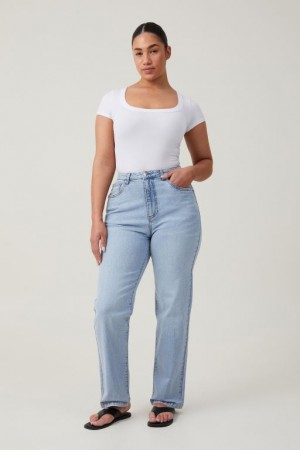 Cotton On Curvy Stretch Straight Women's Jeans Blue | m3tqleacmxQ