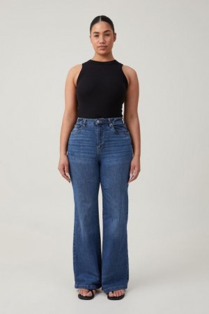 Cotton On Curvy Stretch Wide Jean Women's Pants Blue | ByyESUnR2DA