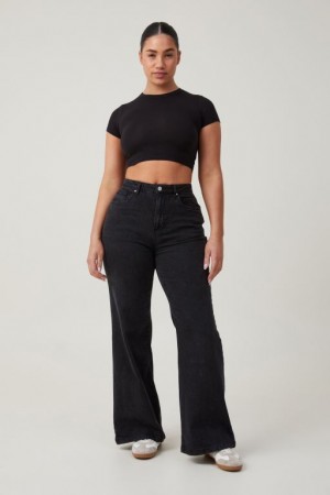 Cotton On Curvy Stretch Wide Women's Jeans Deep Grey Black | ijYyFhGkZYI