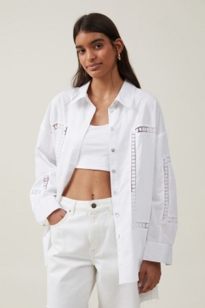 Cotton On Cutwork Dad Women's Shirts White | ar2fX850ln3